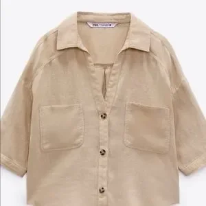 Zara | Tops | Zara Size M Short Sleeves Linen Shirt | Poshmark